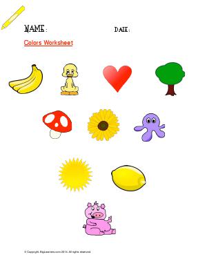 Preview image for worksheet with title Colors Worksheet ( Yellow )