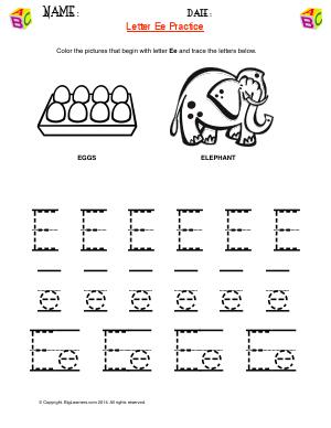 Preview image for worksheet with title Letter Ee Practice