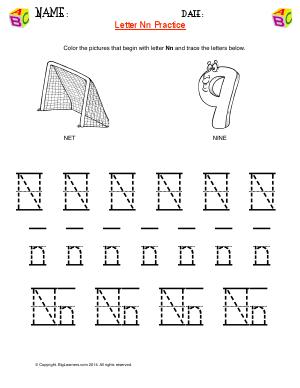 Preview image for worksheet with title Letter Nn Practice