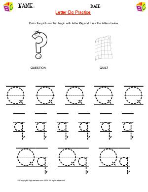 Preview image for worksheet with title Letter Qq Practice