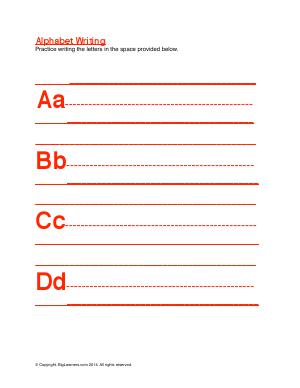 Preview image for worksheet with title Alphabet Writing ( Aa - Dd )