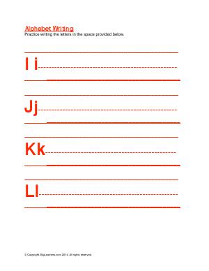 Preview image for worksheet with title Alphabet Writing ( Ii - Ll )