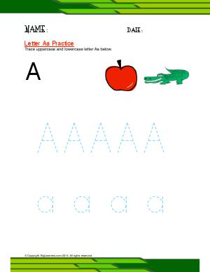Preview image for worksheet with title Letter Aa Practice