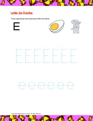 Preview image for worksheet with title Letter Ee Practice
