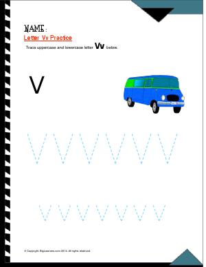 Preview image for worksheet with title Letter Vv Practice