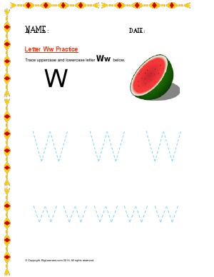 Preview image for worksheet with title Letter Ww Practice