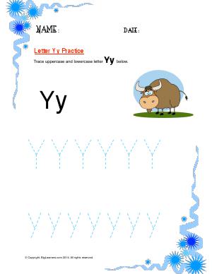 Preview image for worksheet with title Letter Yy Practice