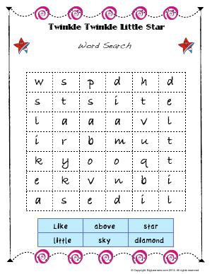 Preview image for worksheet with title Twinkle Twinkle Little Stars ( Worksheet # 3 )