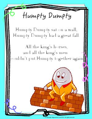 Preview image for worksheet with title Humpty Dumpty