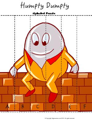 Preview image for worksheet with title Humpty Dumpty - Alphabet Puzzle