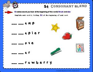 Preview image for worksheet with title St Consonant Blend - Hickory Dickory Dock