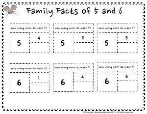 Preview image for worksheet with title Family Facts of 5 and 6