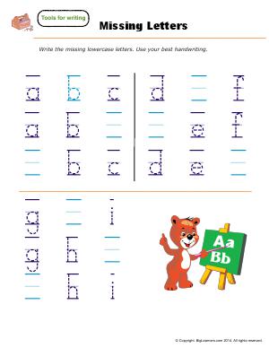 Preview image for worksheet with title Missing Letters