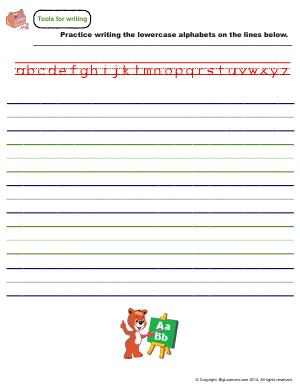 Preview image for worksheet with title Tools for Writing - Lowercase Letters
