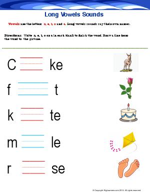 Preview image for worksheet with title Long Vowel Sounds