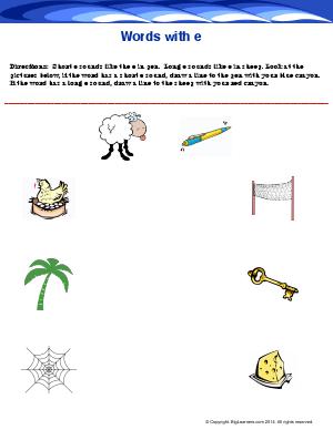 Preview image for worksheet with title Words With "Ee"
