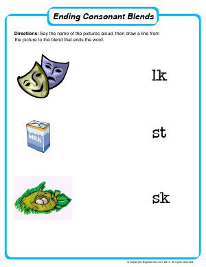Preview image for worksheet with title Ending Consonant Blends