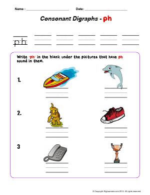 Preview image for worksheet with title Consonant Digraph - "ph"