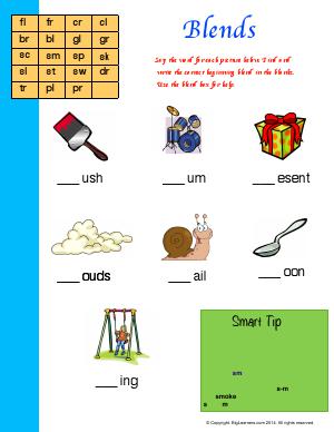 Preview image for worksheet with title Blends
