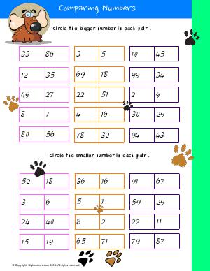 Preview image for worksheet with title Comparing Numbers # 2