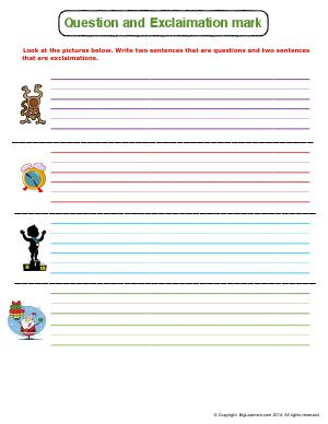 Preview image for worksheet with title Question and Exclamation Mark
