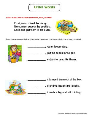 Preview image for worksheet with title Order Words