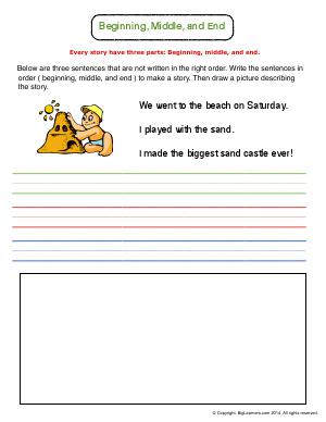 Preview image for worksheet with title Beginning, Middle, and End