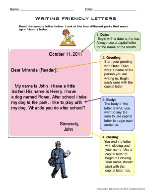 Preview image for worksheet with title Writing Friendly Letters