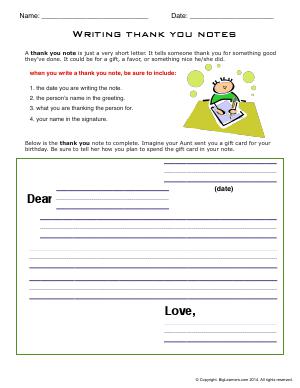 Preview image for worksheet with title Writing Thank You Notes