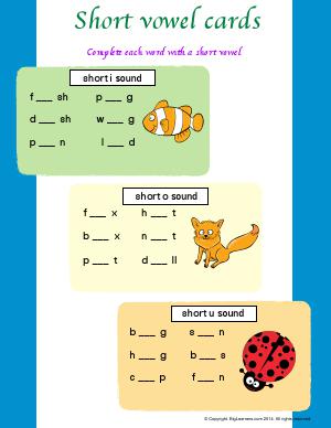 Preview image for worksheet with title Short Vowel Cards ( Short &quot;i&quot;, &quot;o&quot;, and &