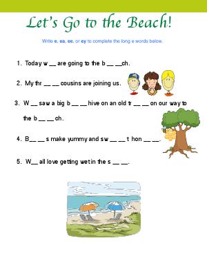 Preview image for worksheet with title Let's Go to the Beach!