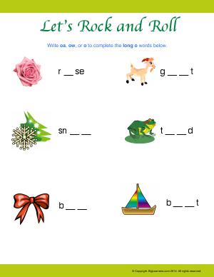 Preview image for worksheet with title Let's Rock and Roll (Long vowel O)