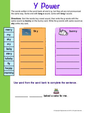 Preview image for worksheet with title Y Power