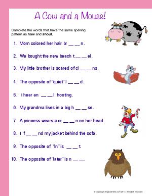 Preview image for worksheet with title A Cow and a Mouse!