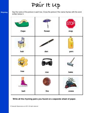 Preview image for worksheet with title Pair It Up