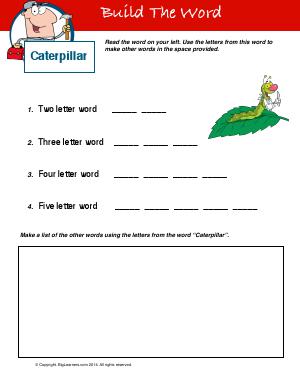 Preview image for worksheet with title Build The Word