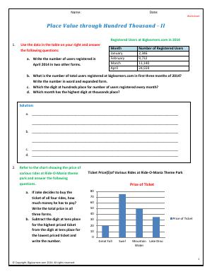 Preview image for worksheet with title Place Value Through Hundred Thousand - II