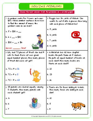 Preview image for worksheet with title Solving Problems