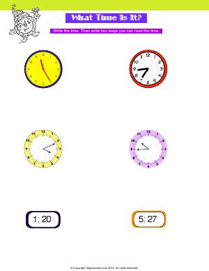 Preview image for worksheet with title What Time Is It?