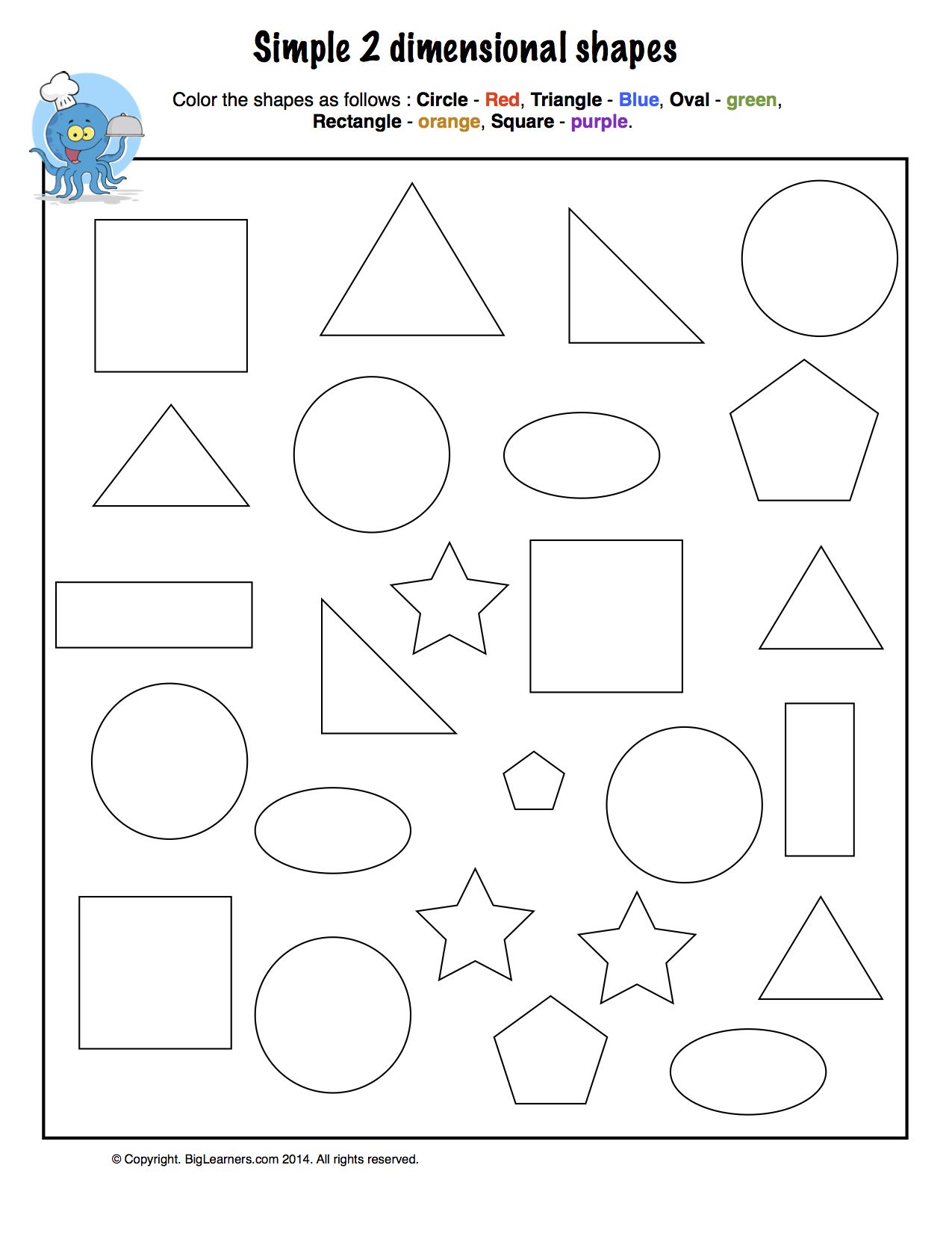 Preview image for worksheet with title Simple 2- Dimensional Shapes