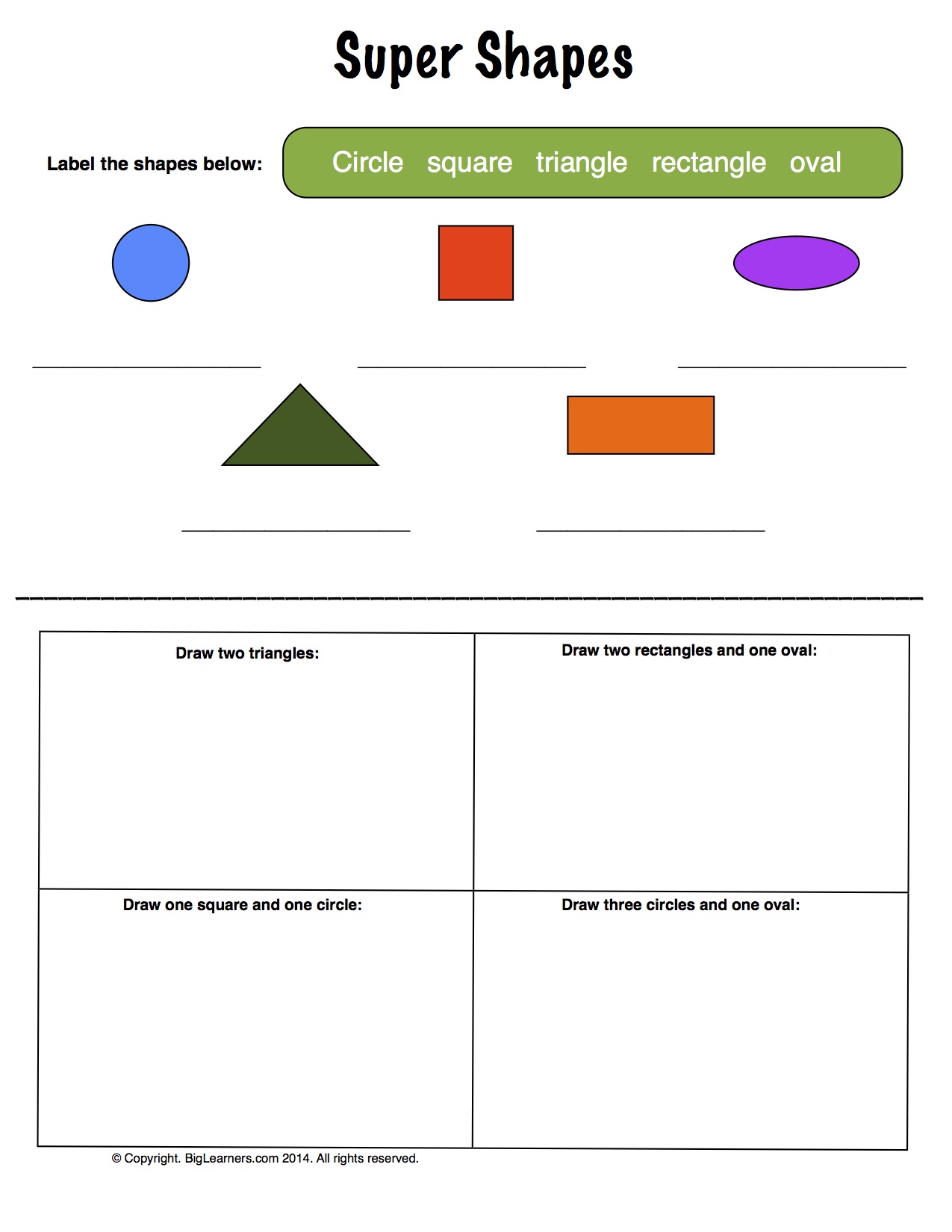 Preview image for worksheet with title Super Shapes