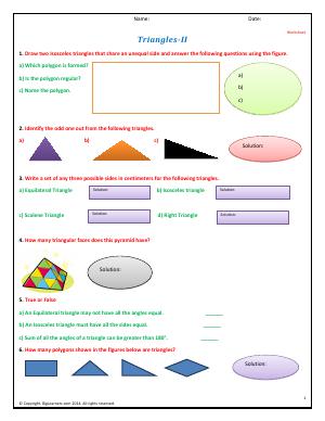 Preview image for worksheet with title Triangles - II