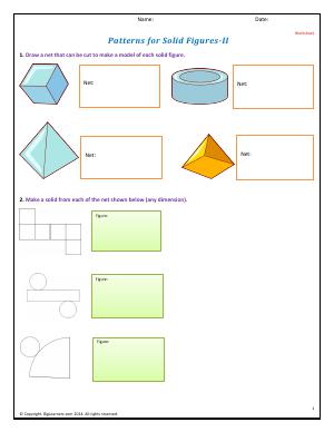 Preview image for worksheet with title Nets For Solid Figures - II