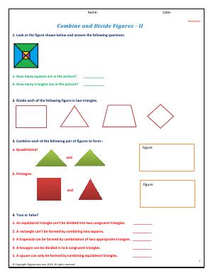 Preview image for worksheet with title Combine and Divide Figures - II