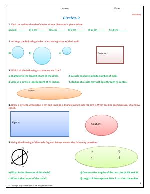 Preview image for worksheet with title Circles - II