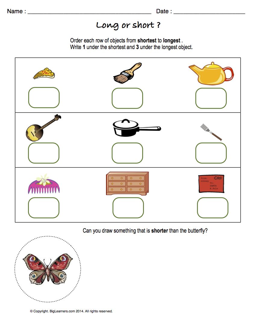 Preview image for worksheet with title Long or Short?