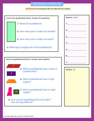 Preview image for worksheet with title Quadrilaterals