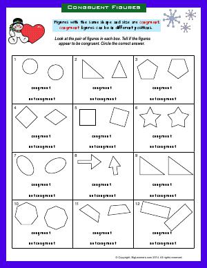 Preview image for worksheet with title Congruent Figures