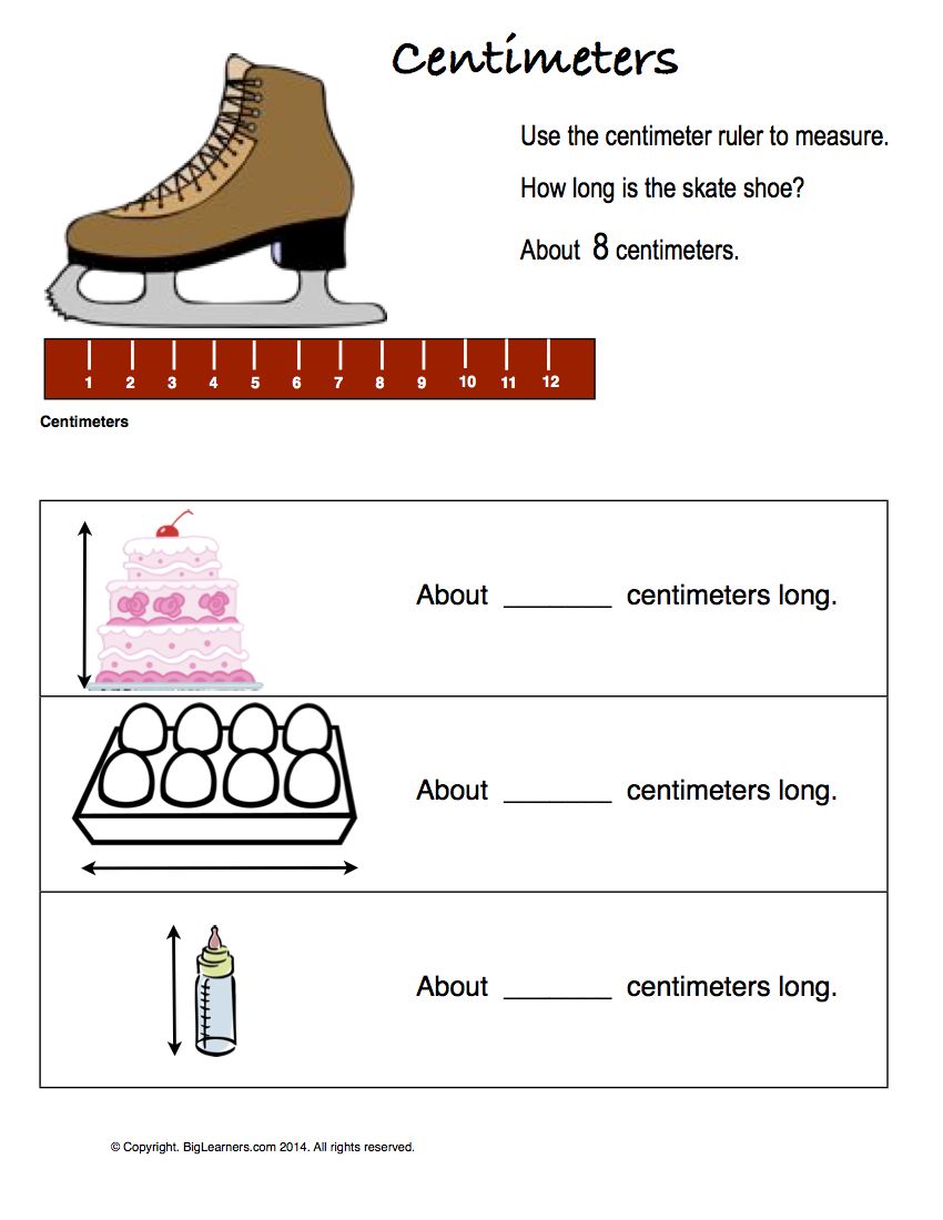 Preview image for worksheet with title Centimeters