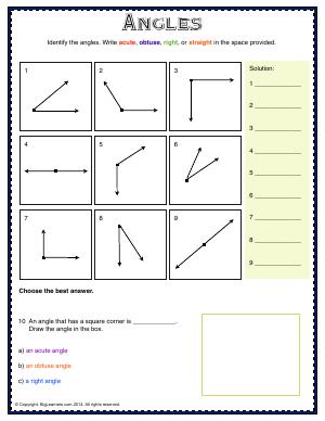 Preview image for worksheet with title Angles